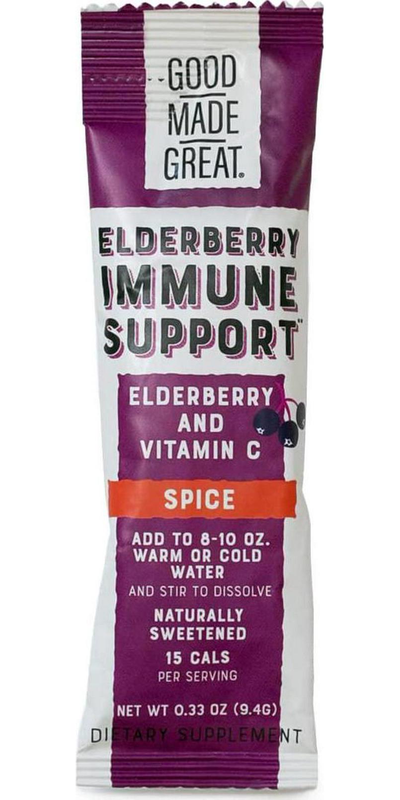 Elderberry Immune Support Drink Mix Variety Pack - Lemon, Strawberry and Warm Spice - with Vitamin C- No Added Sugar