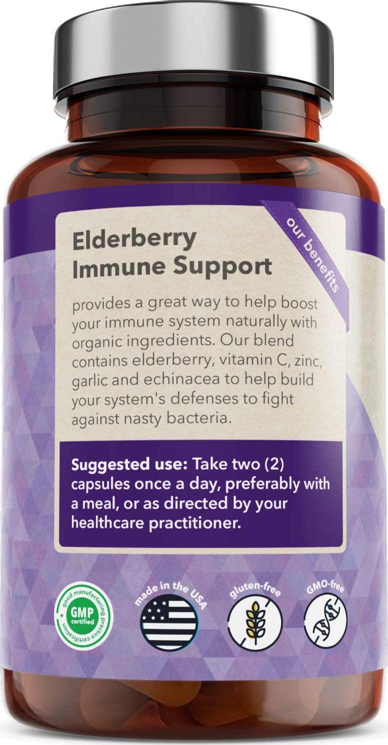Elderberry Immune Support with Vitamin C, Zinc, Echinacea and Garlic