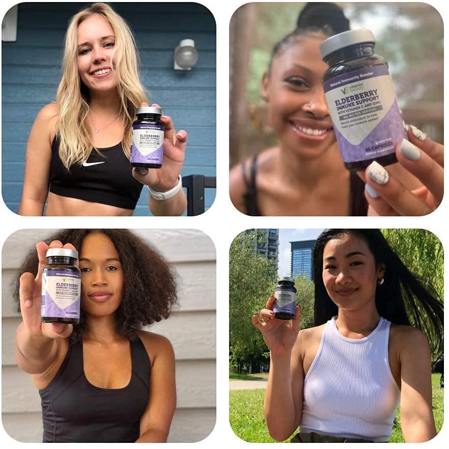 Elderberry Immune Support with Vitamin C, Zinc, Echinacea and Garlic