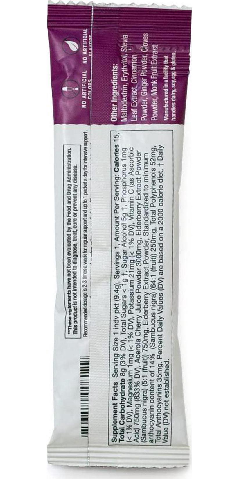 Elderberry Immune Support Drink Mix Variety Pack - Lemon, Strawberry and Warm Spice - with Vitamin C- No Added Sugar
