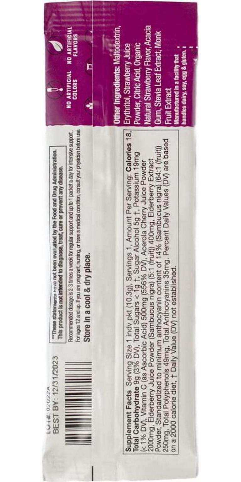 Elderberry Immune Support Drink Mix Variety Pack - Lemon, Strawberry and Warm Spice - with Vitamin C- No Added Sugar
