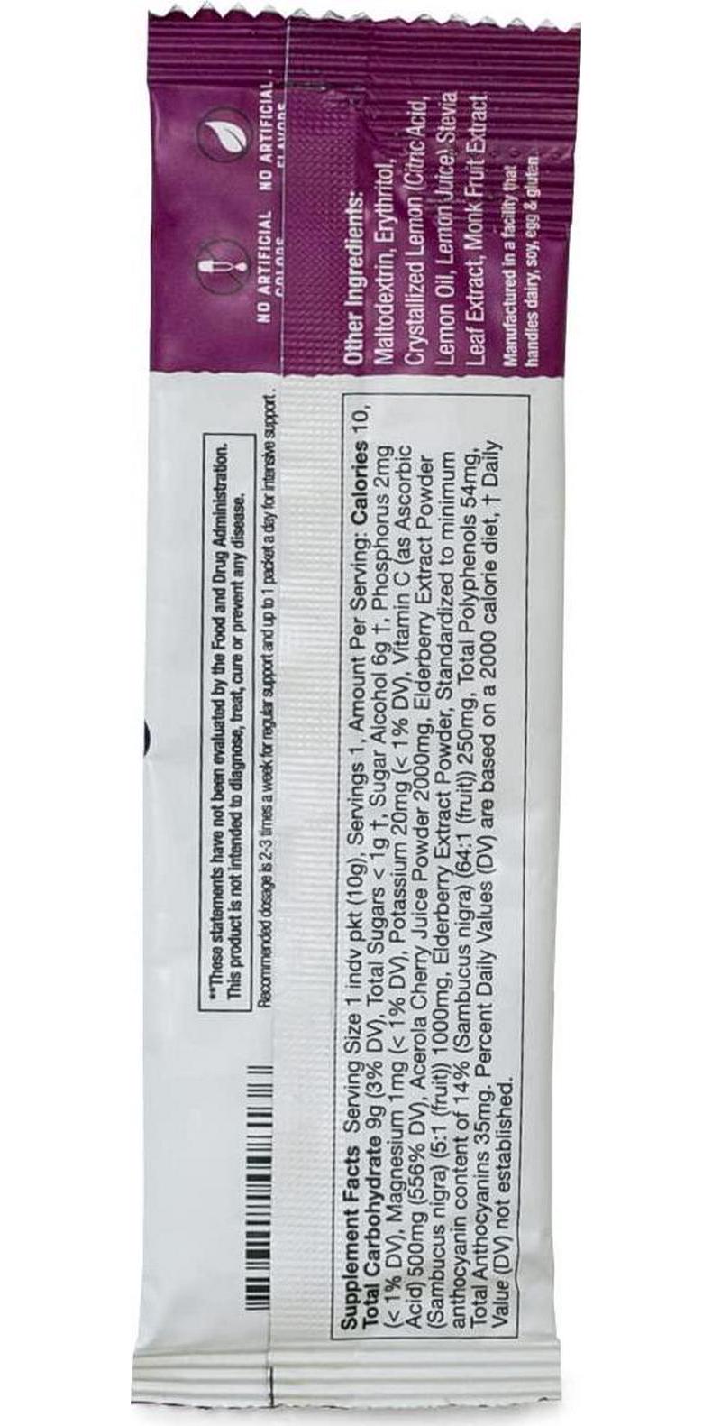 Elderberry Immune Support Drink Mix Variety Pack - Lemon, Strawberry and Warm Spice - with Vitamin C- No Added Sugar