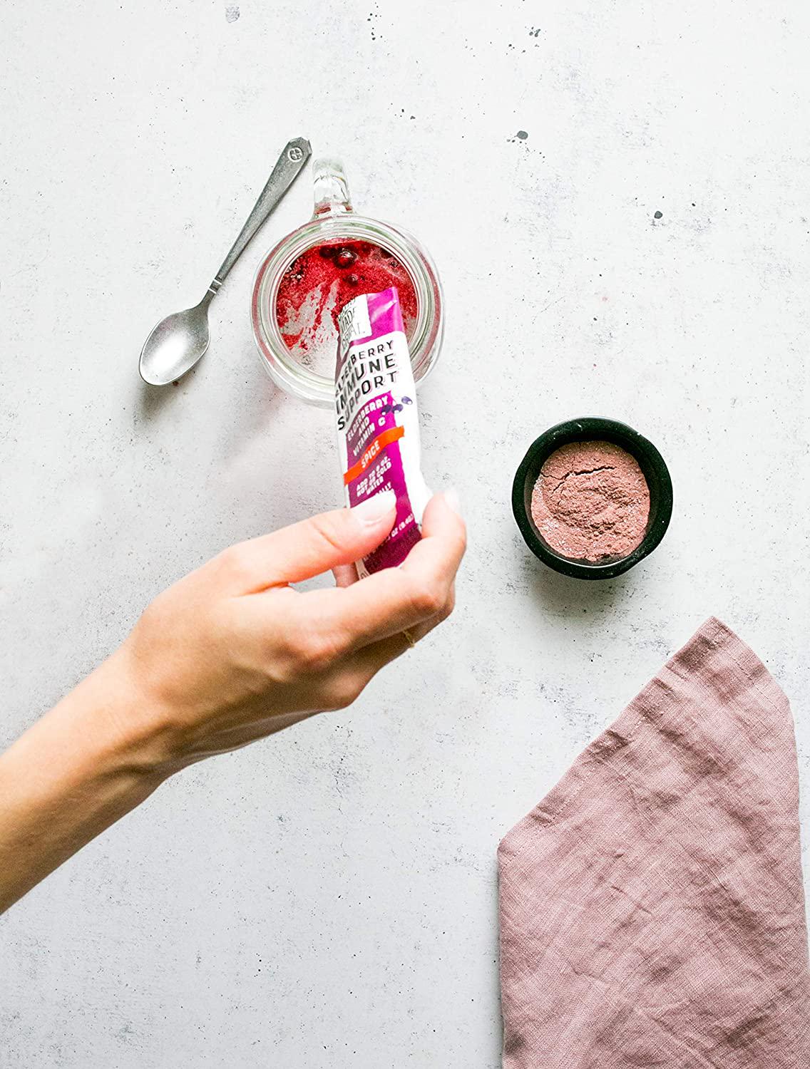 Elderberry Immune Support Drink Mix Variety Pack - Lemon, Strawberry and Warm Spice - with Vitamin C- No Added Sugar