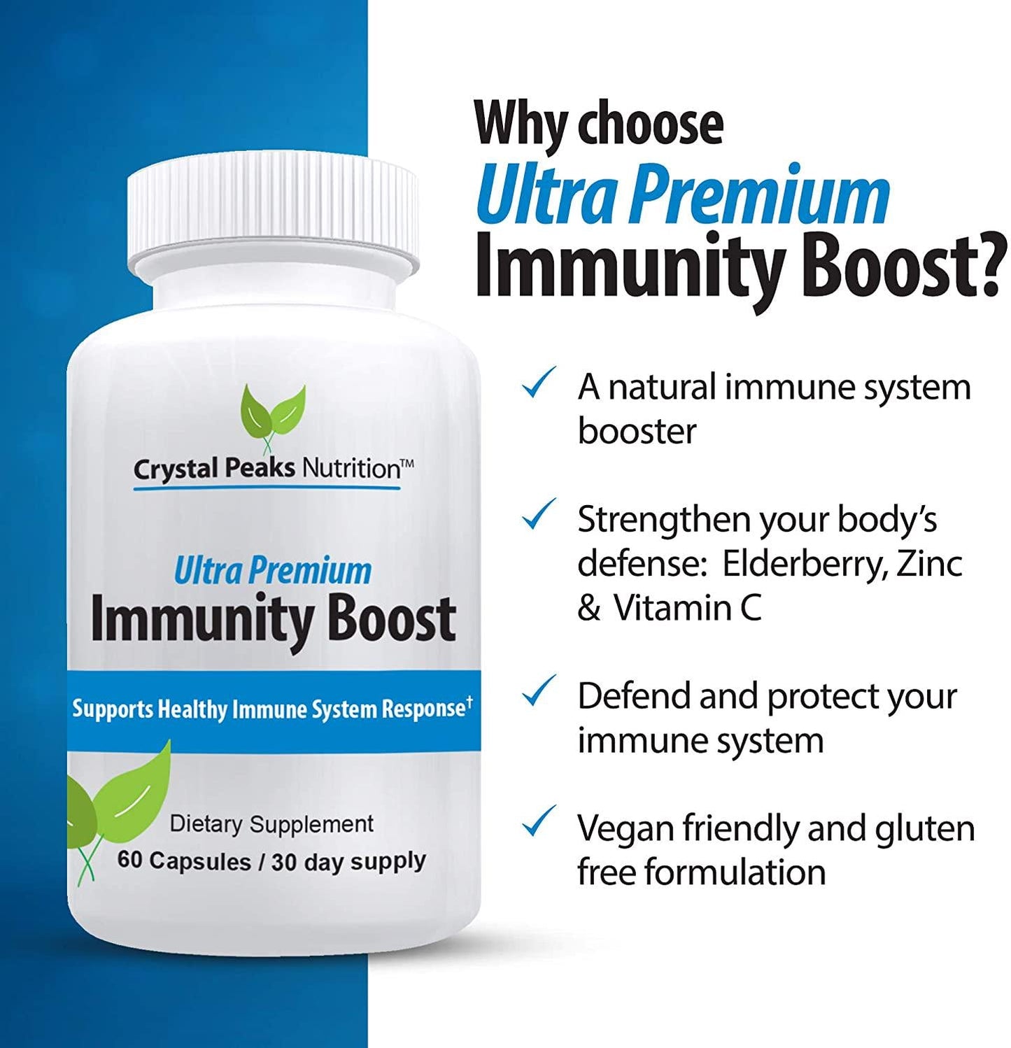 Elderberry Immunity Booster Supplement | Natural Immune System Support Includes Zinc, Echinacea, Vitamin C | Health Boost and Defense Pills | 60 Capsules 1,119 mg