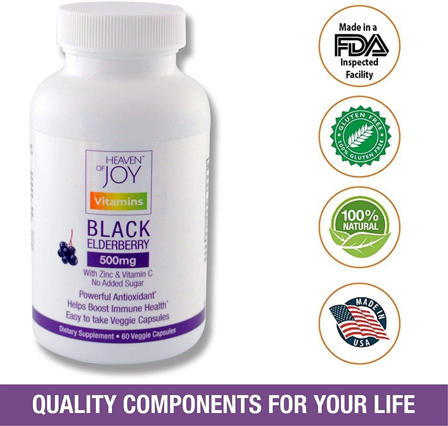 Elderberry Max 500 mg Plus VIT C and Zinc in Veg caps