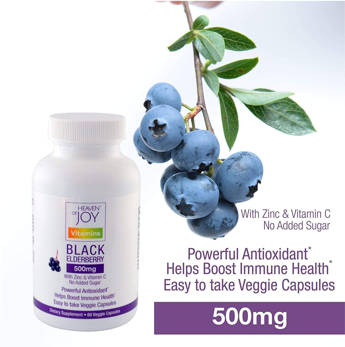 Elderberry Max 500 mg Plus VIT C and Zinc in Veg caps