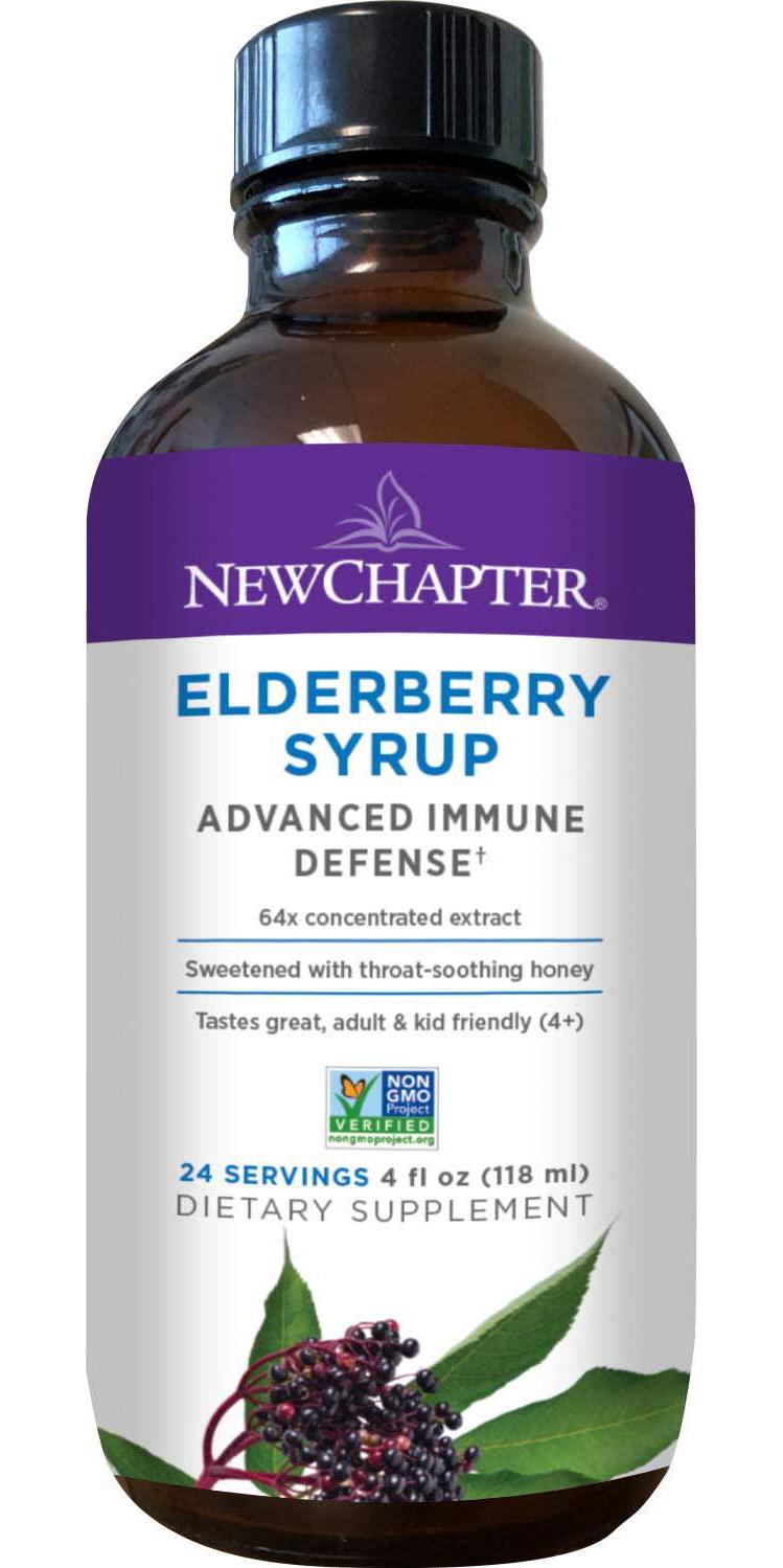 Elderberry Syrup, New Chapter Elderberry Syrup, 24 Servings, Immune Defense for Kids (4+) and Adults, 64x Concentrated Black Elderberry + Grade A Honey, No Corn Syrup, Non-GMO, Gluten Free