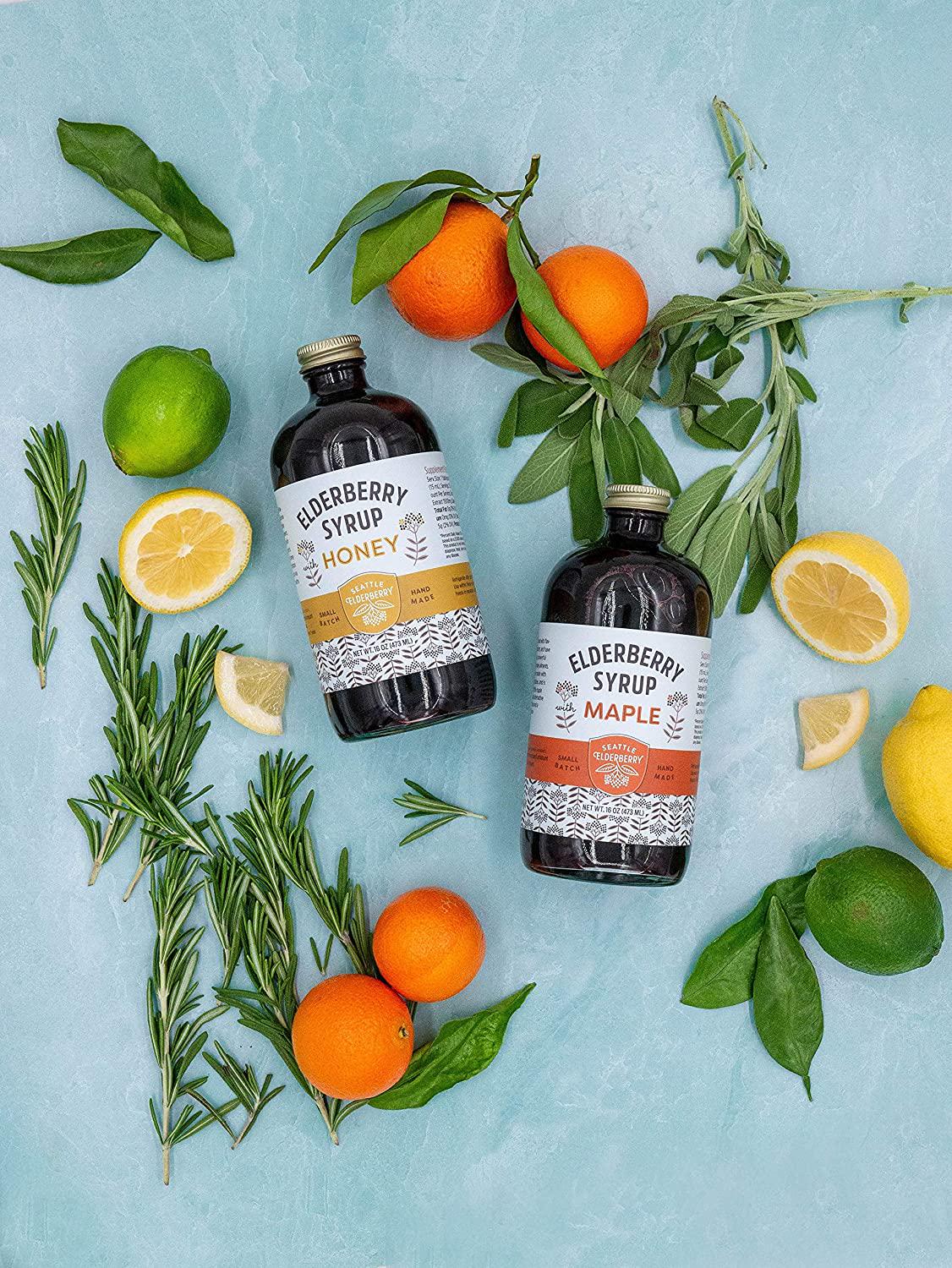 Elderberry Syrup with Honey (Small-Batch Made with Organic Ingredients and Gluten-Free) for Kids and Adults, Immunity Boost, 16oz