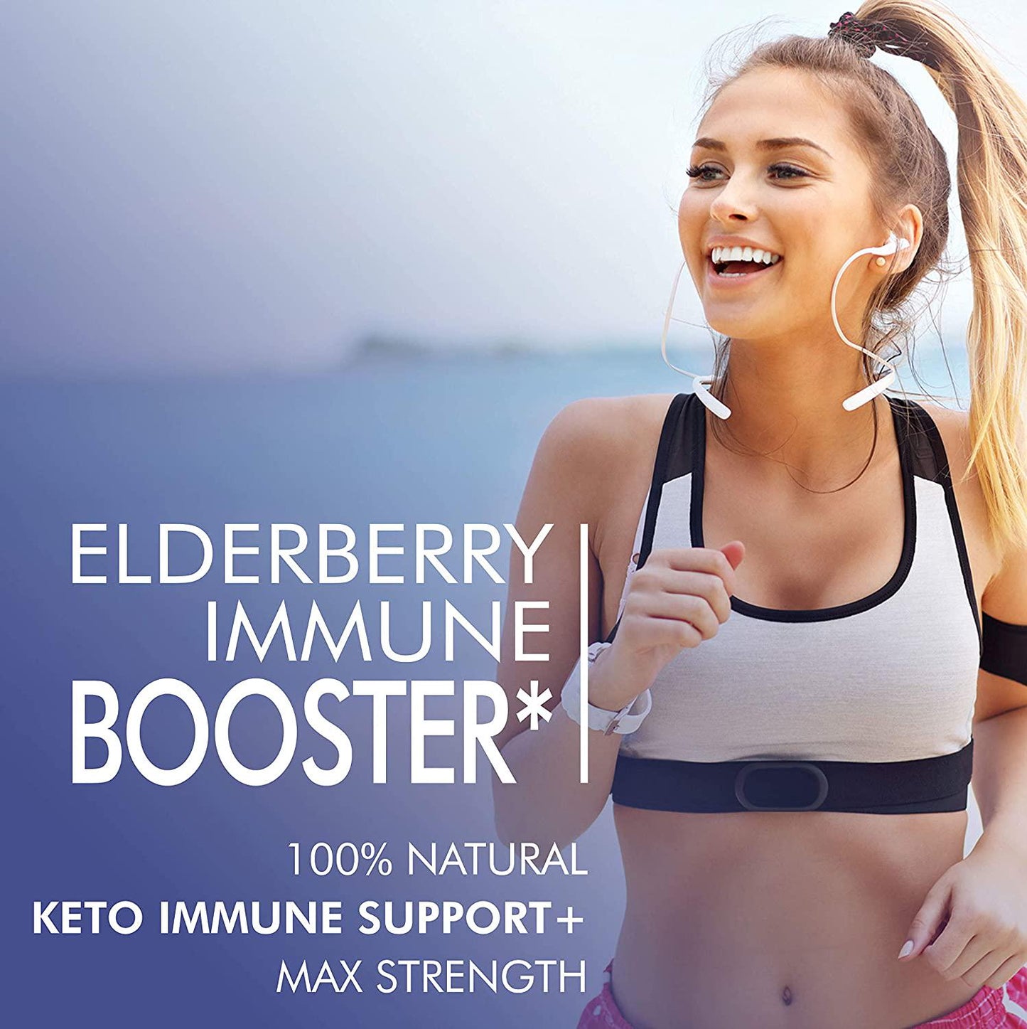 Elderberry, Vitamin C, B6, E, Zinc, Garlic, Turmeric, Echinacea Immune Support Supplement, 30 Day Supply - 8 in 1 Daily Immune Support for Adults