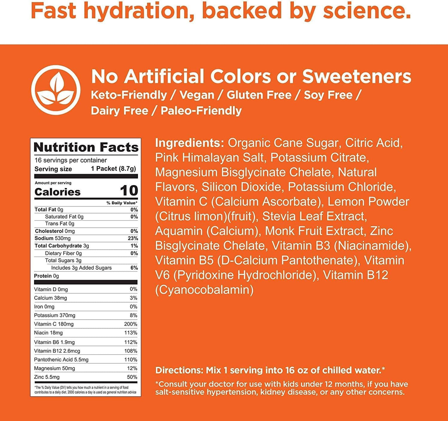 Electrofy 3x Hydration Booster 32 Pack | Orange and Lemon Lime | Hydration Multiplier Electrolyte Drink Powder Stick Packets Recovery Mix | Keto + Paleo Friendly, Vegan, Gluten Free, Soy Free Dairy Free