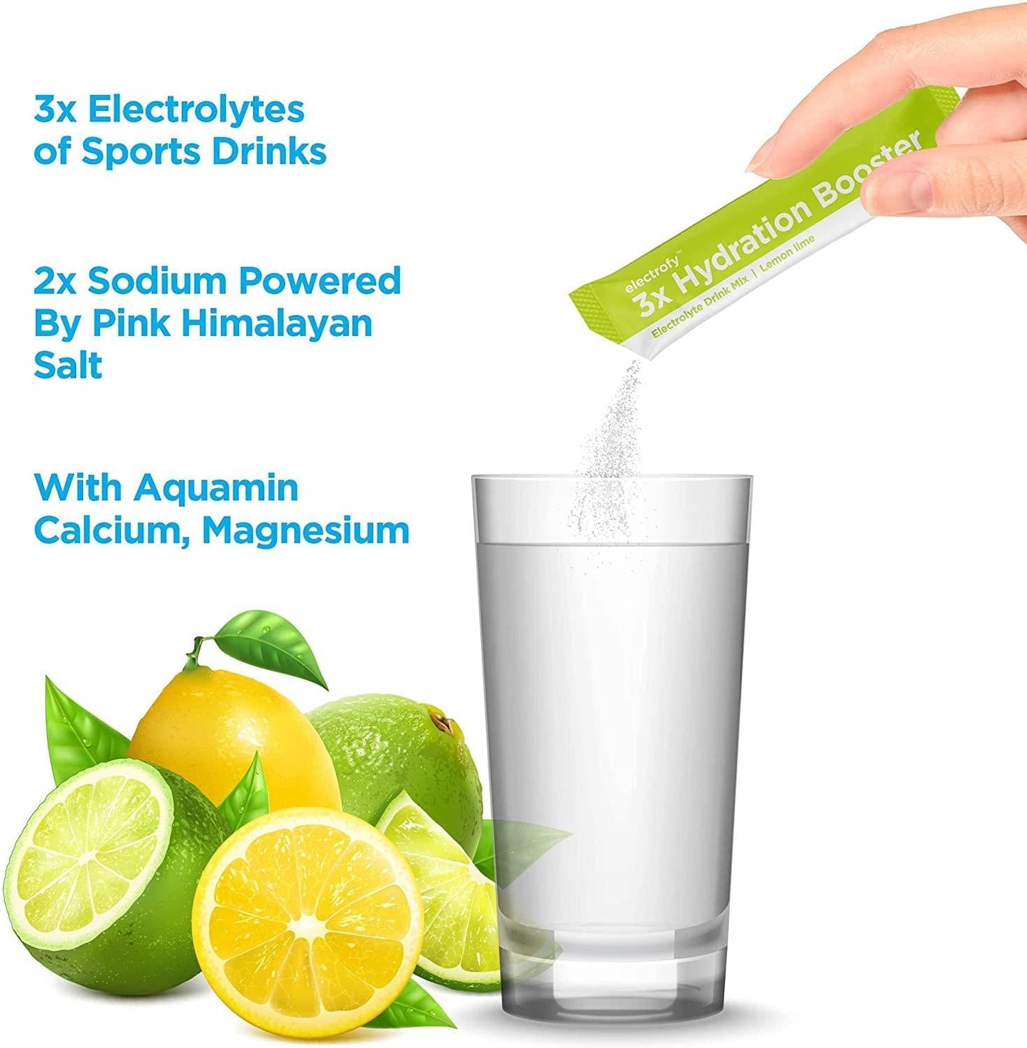 Electrofy 3x Hydration Booster 32 Pack | Hydration Multiplier Electrolyte Drink Powder Stick Packets Recovery Mix | Keto + Paleo Friendly, Vegan, Gluten Free, Soy Free, Dairy Free