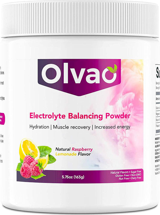 Electrolyte Balancing Powder, 1000mg Potassium, Increased Energy, Sugar Free, Gluten Free, Dairy Free, Nut Free, Non-GMO, 30 Servings - Olvao