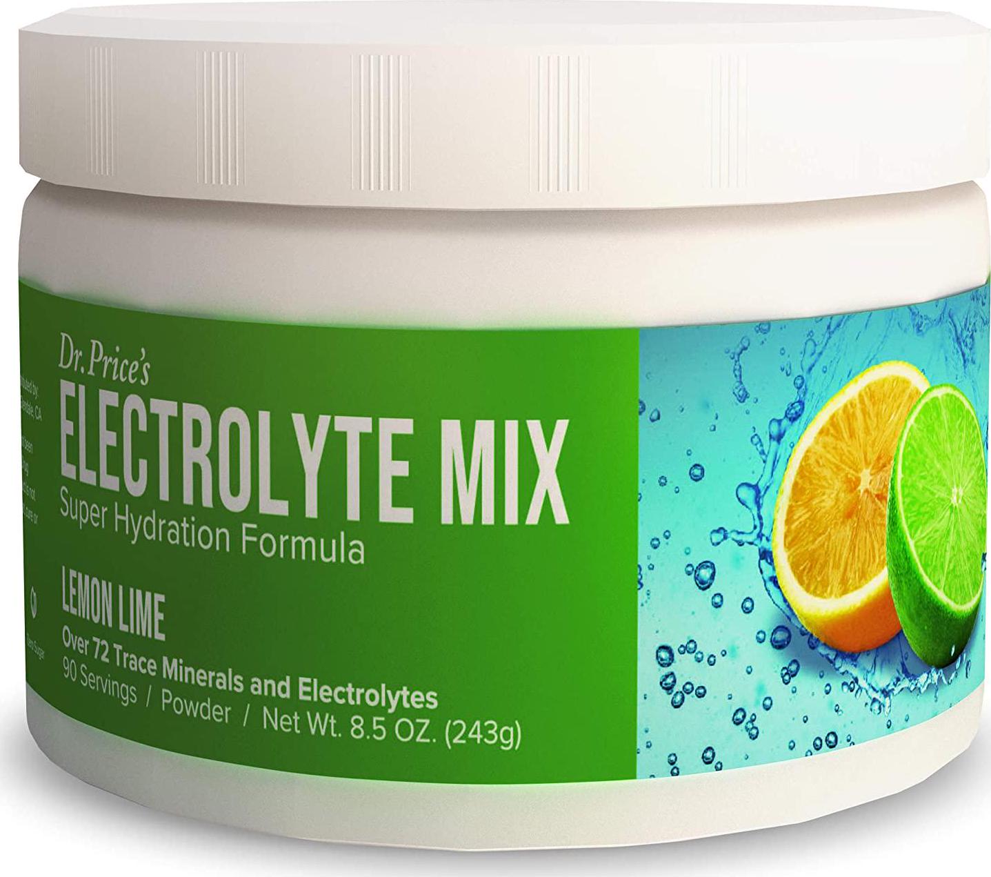 Electrolyte Mix Supplement Powder, 90 Servings, 72 Trace Minerals, Potassium, Sodium, Electrolyte Replacement Keto Drink | Lemon-Lime Flavor | Dr. Price's Vitamins, No Sugar, Vegan, Non-GMO