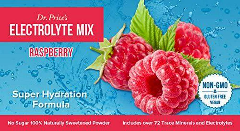 Electrolyte Mix Supplement Powder, 90 Servings, 72 Trace Minerals, Potassium, Sodium, Electrolyte Replacement Keto Drink | Raspberry Flavor | Dr. Price&#039;s Vitamins, No Sugar, Vegan, Non-GMO