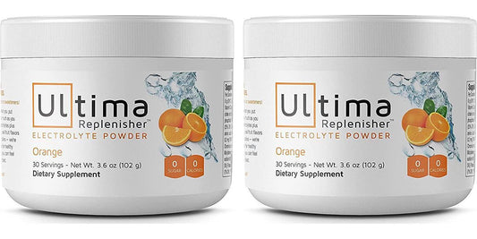Electrolyte Powder - Balanced, Hydrating Electrolyte Replacement - 30 Serving Canisters - Orange - 3.6 Ounces Each (Pack of 2)