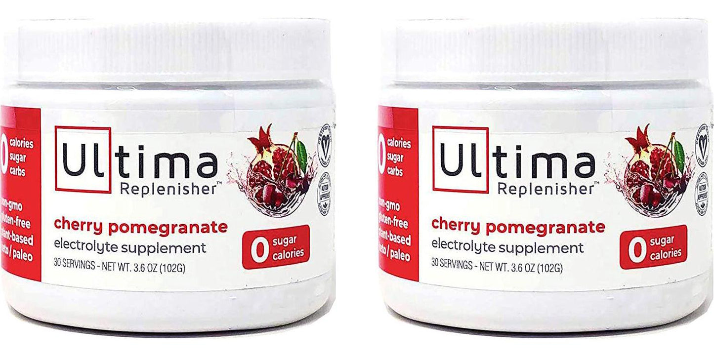 Electrolyte Powder - Balanced, Hydrating Electrolyte Replacement - 30 Serving Canisters - Cherry Pomegranate - 3.6 Ounces Each (Pack of 2)