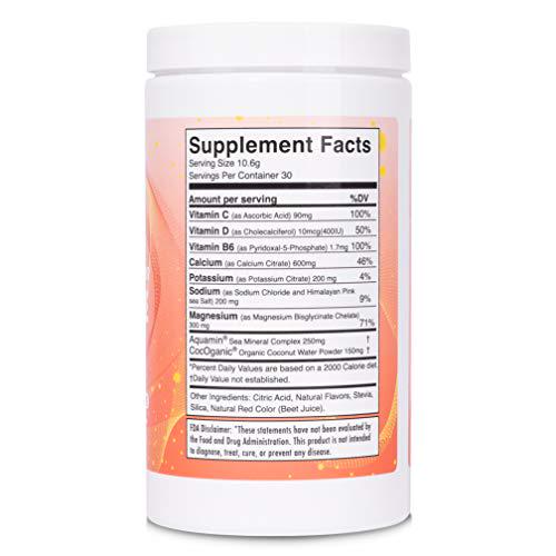 Electrolyte Powder Coconut Water Enhancer Strawberry Lemonade Rehydrate Electrolyte Drink Mix with CocOrganic, Aquamin, Vitamins, Trace Minerals No Sugar, Fillers, or GMOs by POWnutra, 30 Servings