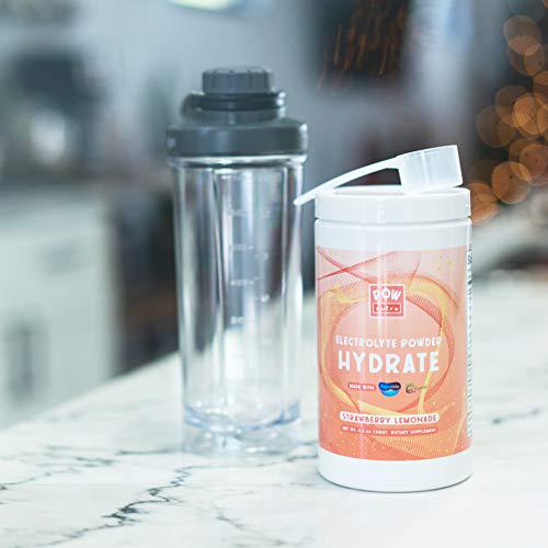 Electrolyte Powder Coconut Water Enhancer Strawberry Lemonade Rehydrate Electrolyte Drink Mix with CocOrganic, Aquamin, Vitamins, Trace Minerals No Sugar, Fillers, or GMOs by POWnutra, 30 Servings