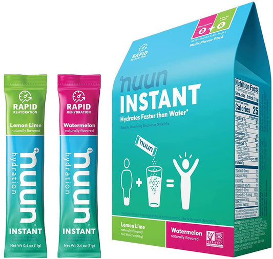 Electrolyte Powder Packets for Rapid Hydration | Nuun Instant (Lemon-Lime and Watermelon, 16 Servings)