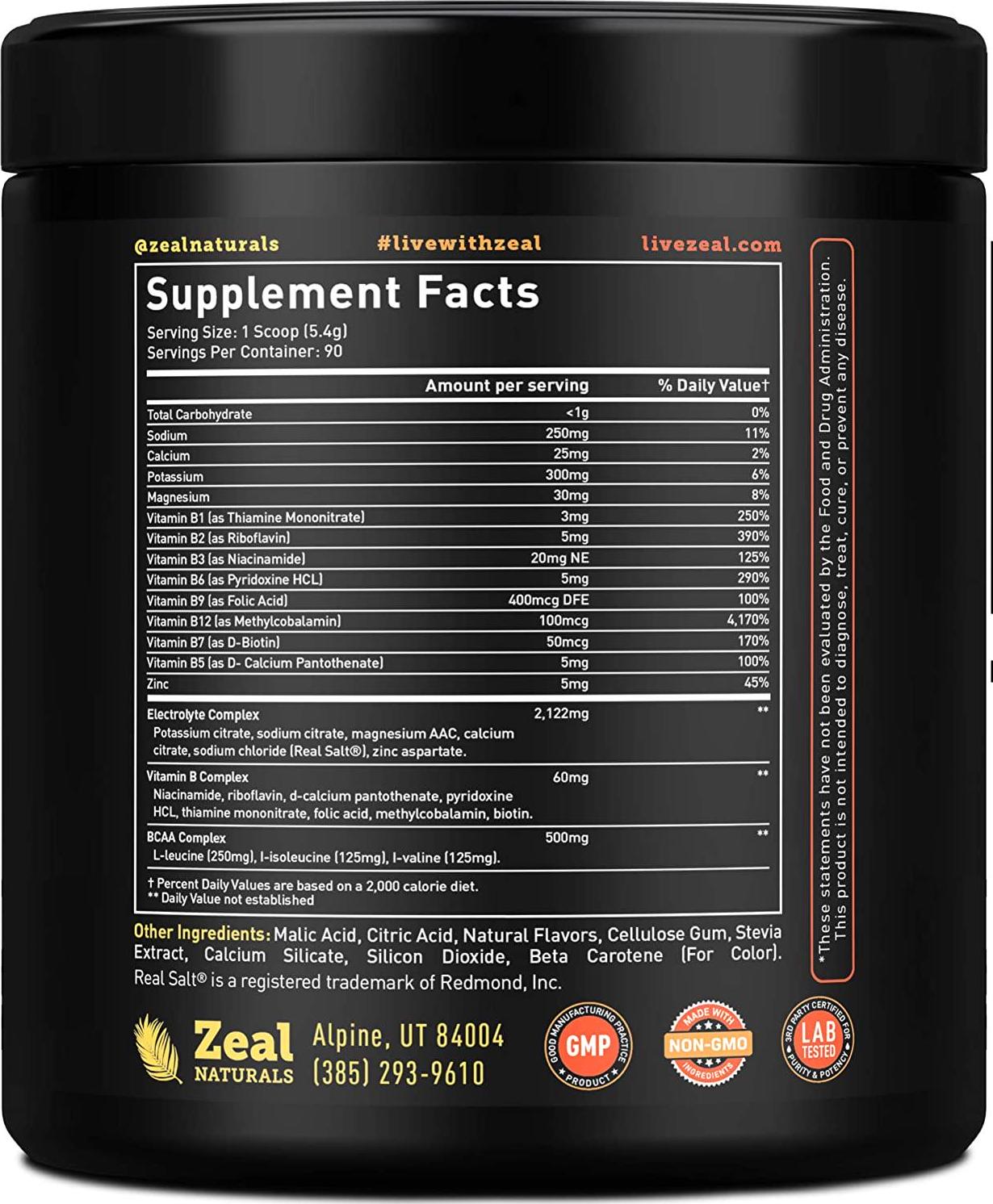 Electrolyte Powder Recovery Drink (90 Servings | Peach Mango) w Real Salt +BCAAs +B-Vitamins Sugar Free Electrolyte Supplement w Potassium Zinc and Magnesium for Hydration - Keto Electrolytes