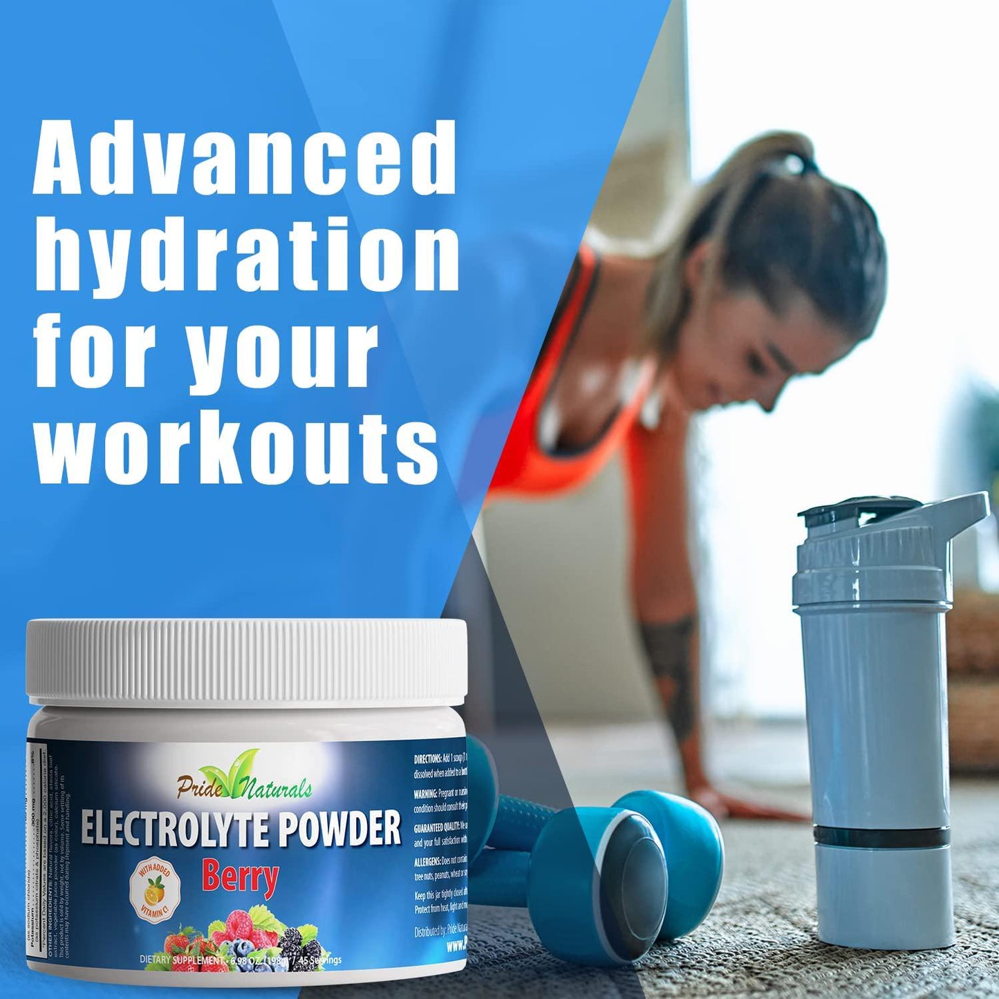 Electrolyte Powder - Refreshing Workout Recovery Electrolytes, Sugar Free, Gluten Free, Pure Keto and Paleo Hydration Beverage, Immune Boosting Vitamins (198 Grams, Berry Flavor)