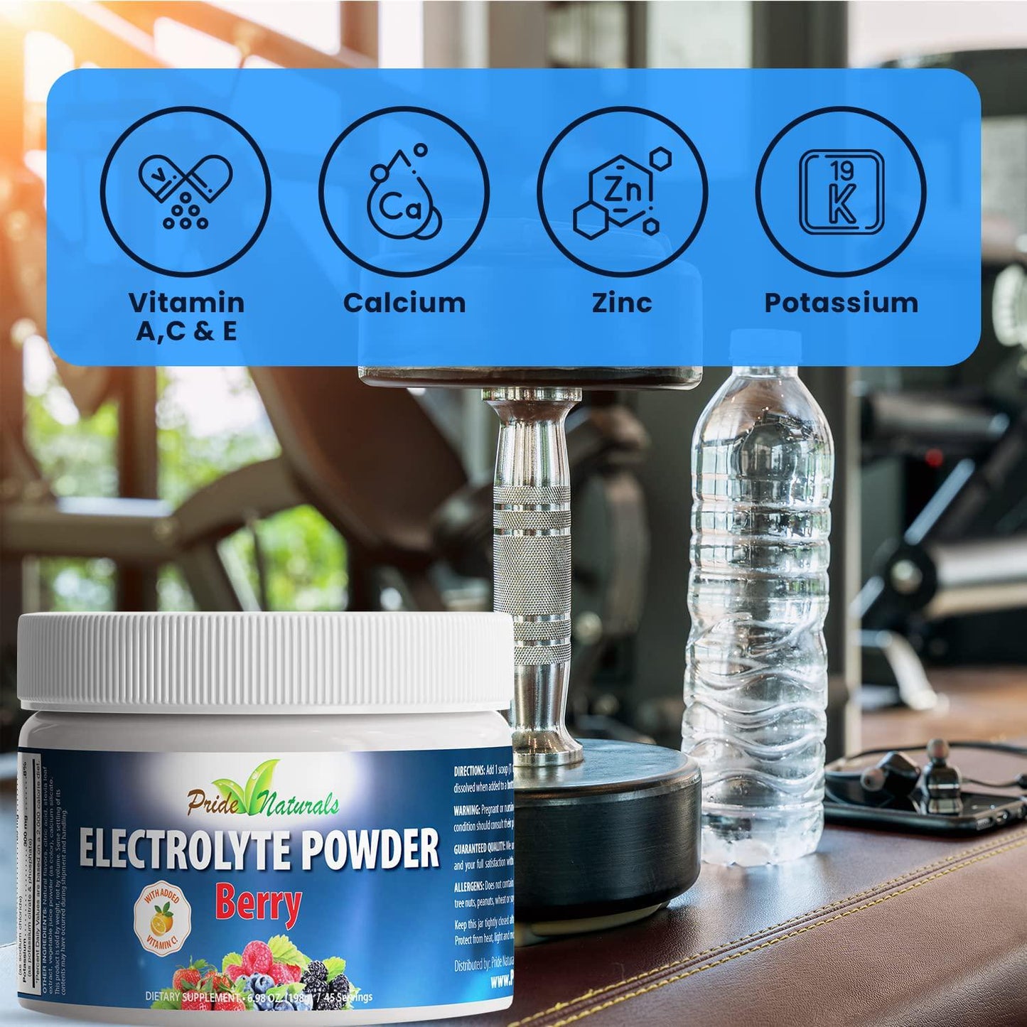 Electrolyte Powder - Refreshing Workout Recovery Electrolytes, Sugar Free, Gluten Free, Pure Keto and Paleo Hydration Beverage, Immune Boosting Vitamins (198 Grams, Berry Flavor)