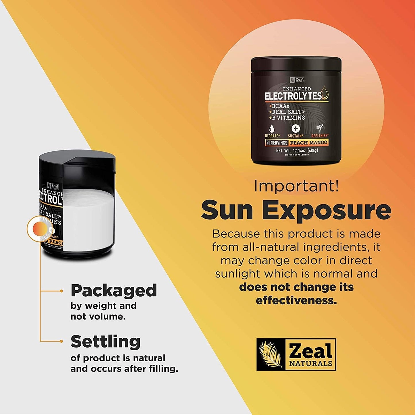 Electrolyte Powder Recovery Drink (90 Servings | Peach Mango) w Real Salt +BCAAs +B-Vitamins Sugar Free Electrolyte Supplement w Potassium Zinc and Magnesium for Hydration - Keto Electrolytes