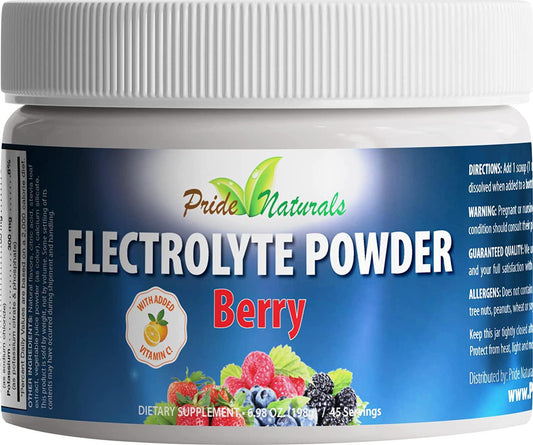 Electrolyte Powder - Refreshing Workout Recovery Electrolytes, Sugar Free, Gluten Free, Pure Keto and Paleo Hydration Beverage, Immune Boosting Vitamins (198 Grams, Berry Flavor)
