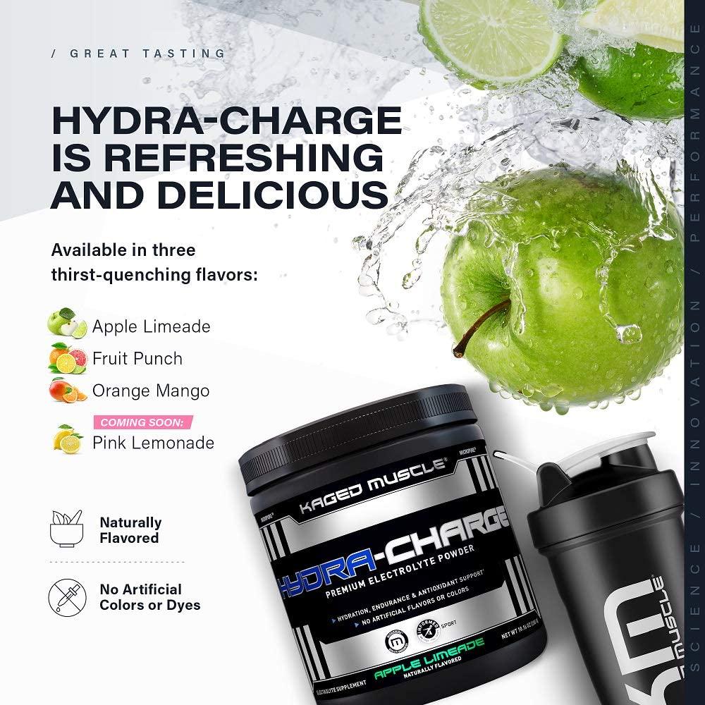 Electrolytes, Kaged Muscle Hydra-Charge Premium Electrolyte Powder, Hydration Electrolyte Powder, Pre Workout, Post Workout, Intra Workout, Apple Limeade, 60 Servings