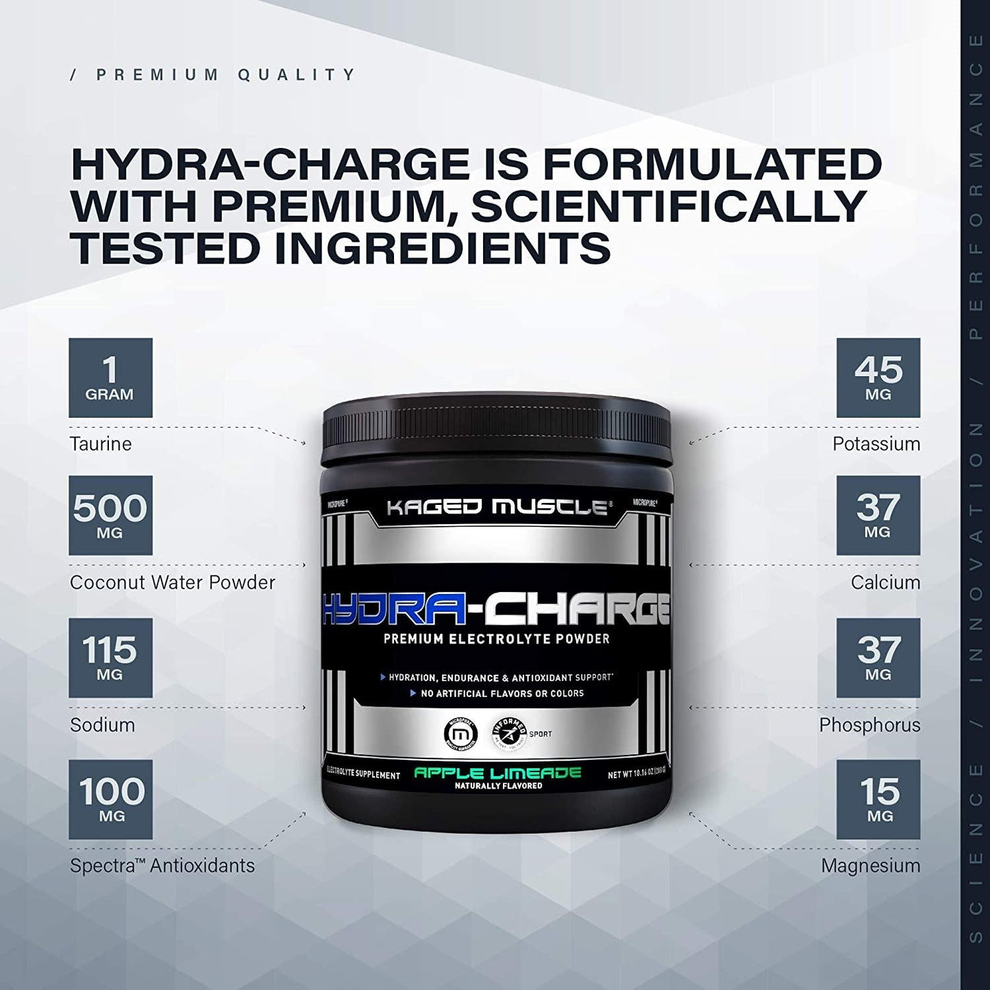 Electrolytes, Kaged Muscle Hydra-Charge Premium Electrolyte Powder, Hydration Electrolyte Powder, Orange Mango, 60 Servings, Clear, 9.73 Ounce (Pack of 1), AMZ-KM-HYDC-060OM