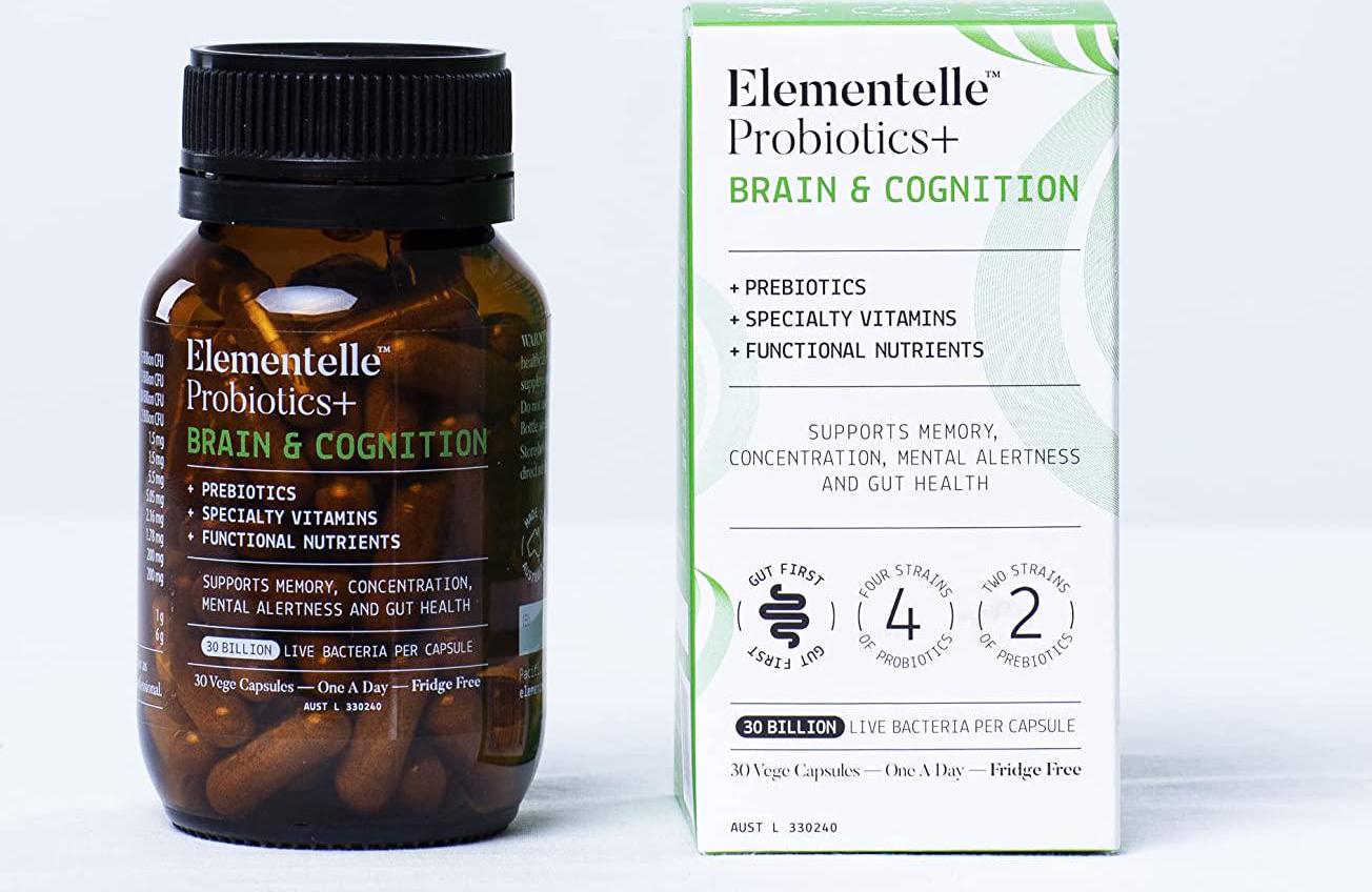Elementelle Brain and Cognition Supplement – Vegan Prebiotic and Probiotic Capsules for Memory, Focus, Attentiveness – Cognitive Function and Support Pills – Non-GMO Made in Australia - 60 Veggie Capsules