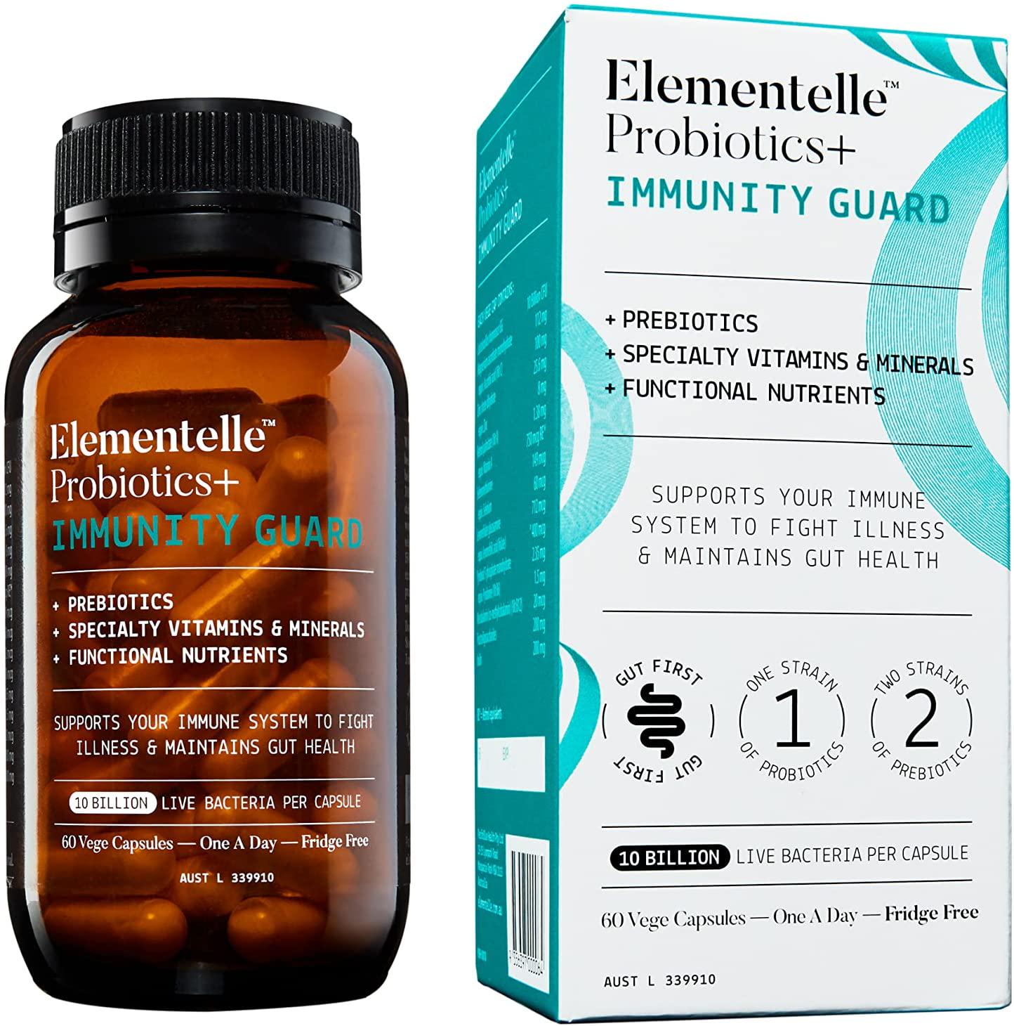 Elementelle Immunity Guard – Immune Support Supplement with Probiotics, Prebiotics, Vitamin C, A, B6 and B12, Zinc, Selenium and Folate B9 – Immune Defence Pills for Women, Men - Non-GMO 30 Capsules