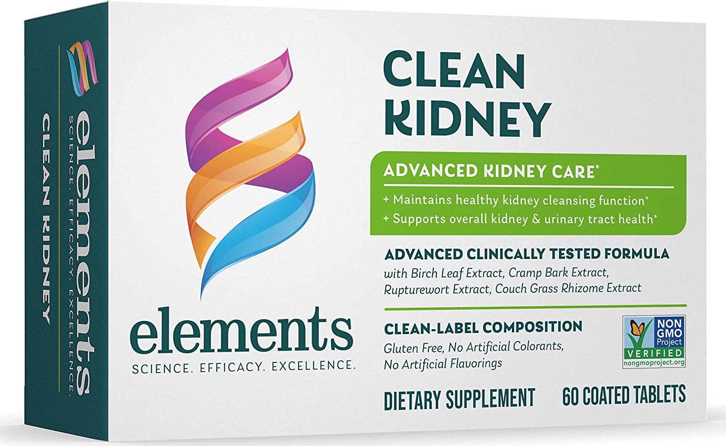 Elements Clean Kidney - Dietary Supplement, Supports Urinary Health and Normal Kidney Function, Gluten Free, 60 Tablets