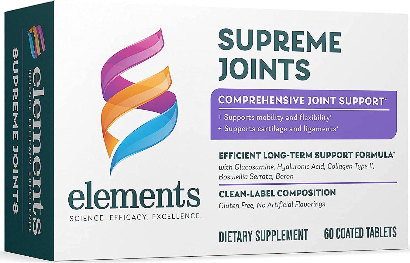 Elements Supreme Joints - Dietary Supplement, 3 Unique complexes Support Joint Health, Mobility and Comfort, Gluten Free, 60 Tablets (30 Servings)