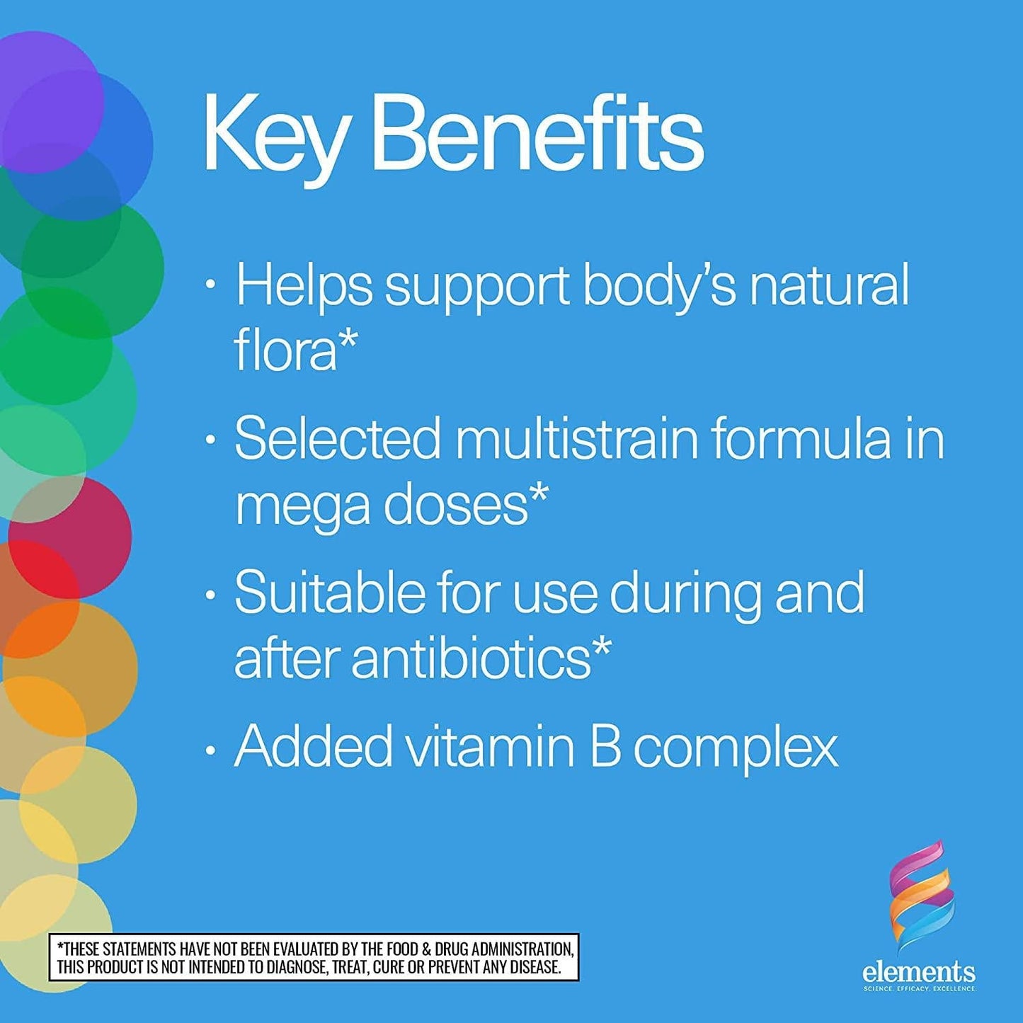 Elements Supreme Probiotic - Daily Dietary Supplement, Supports Digestive and Immune Health with Multi-Strain megadoses, Vitamin B, Niacin, Folate, Riboflavin, 28 Shelf-Stable Capsules (14 Servings)