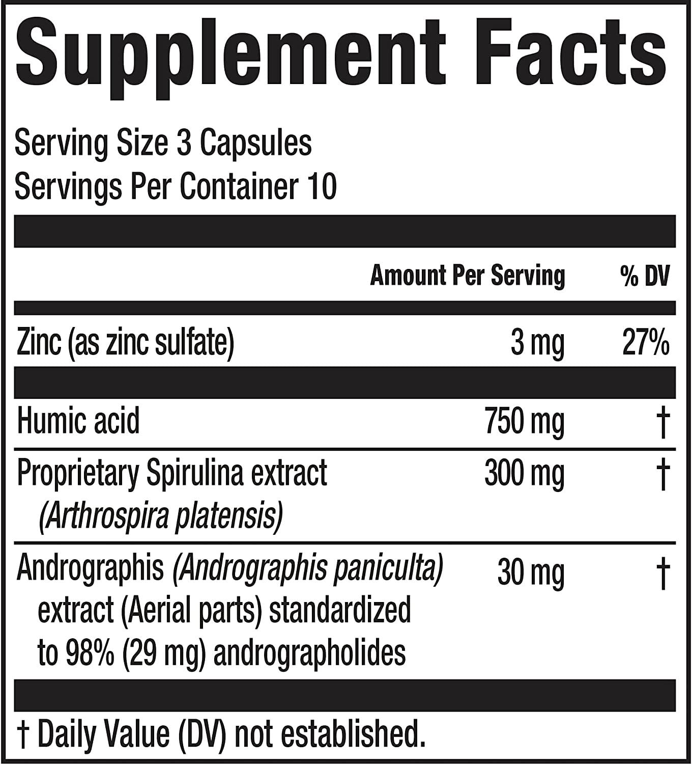 Elements Winter Rescue - High Potency Dietary Supplement for Immune System Support with Humic Acid, Spirulina Extract, Zinc, 30 Capsules (10 Servings)