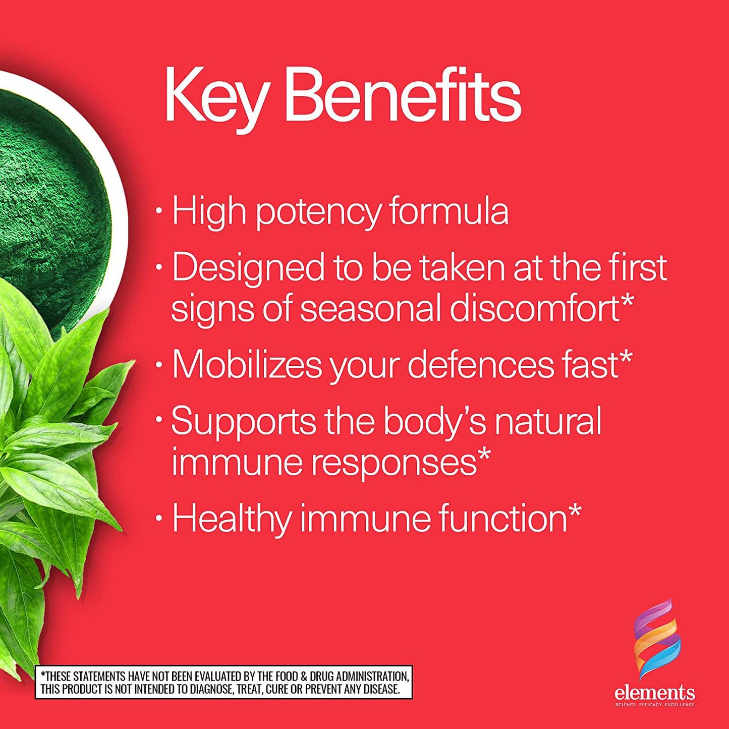 Elements Winter Rescue - High Potency Dietary Supplement for Immune System Support with Humic Acid, Spirulina Extract, Zinc, 30 Capsules (10 Servings)