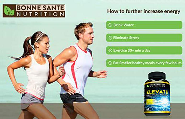 Elevate- Natural Clean Energy- High Caffeine Pills with Taurine- B Vitamins and More. Supports Endurance- Energy- and Focus, Made for Men and Women. Non-GMO Natural Energy Supplement 60 Capsules