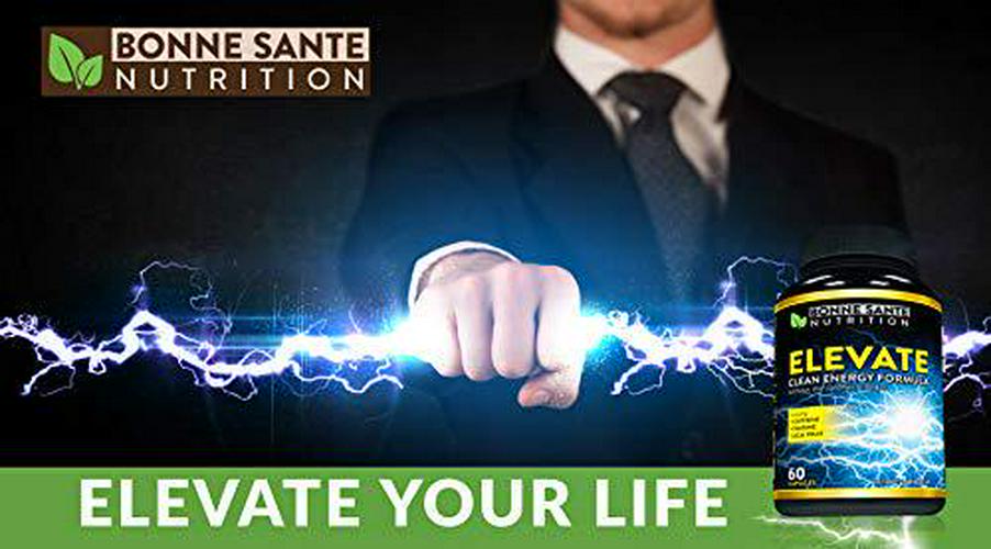 Elevate- Natural Clean Energy- High Caffeine Pills with Taurine- B Vitamins and More. Supports Endurance- Energy- and Focus, Made for Men and Women. Non-GMO Natural Energy Supplement 60 Capsules