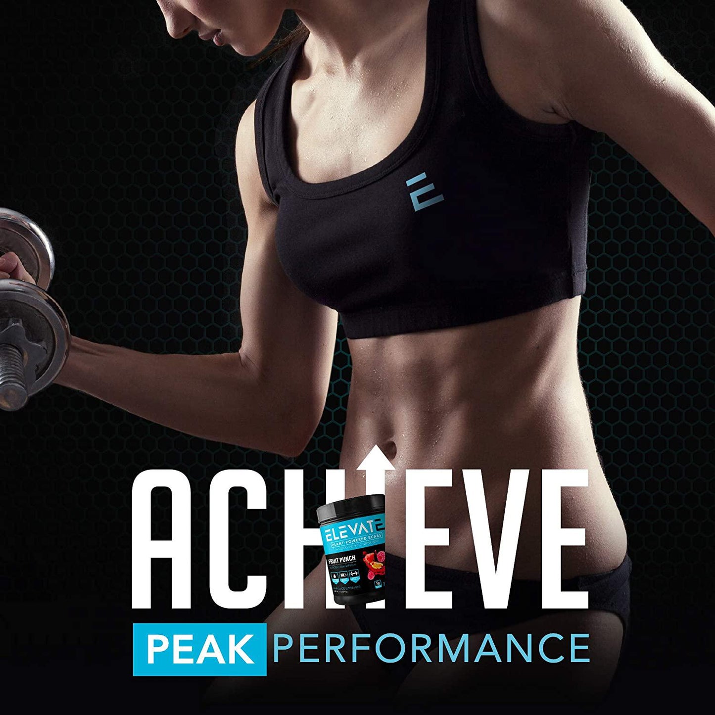 Elevate Nutrition Plant-Based Vegan BCAA Supplement for Muscle Building and Hydration- Energy Booster- All-Natural Food-Sourced BCAA 2:1:1 Ratio- Glutamine, B12, Non-GMO (Fruit Punch)