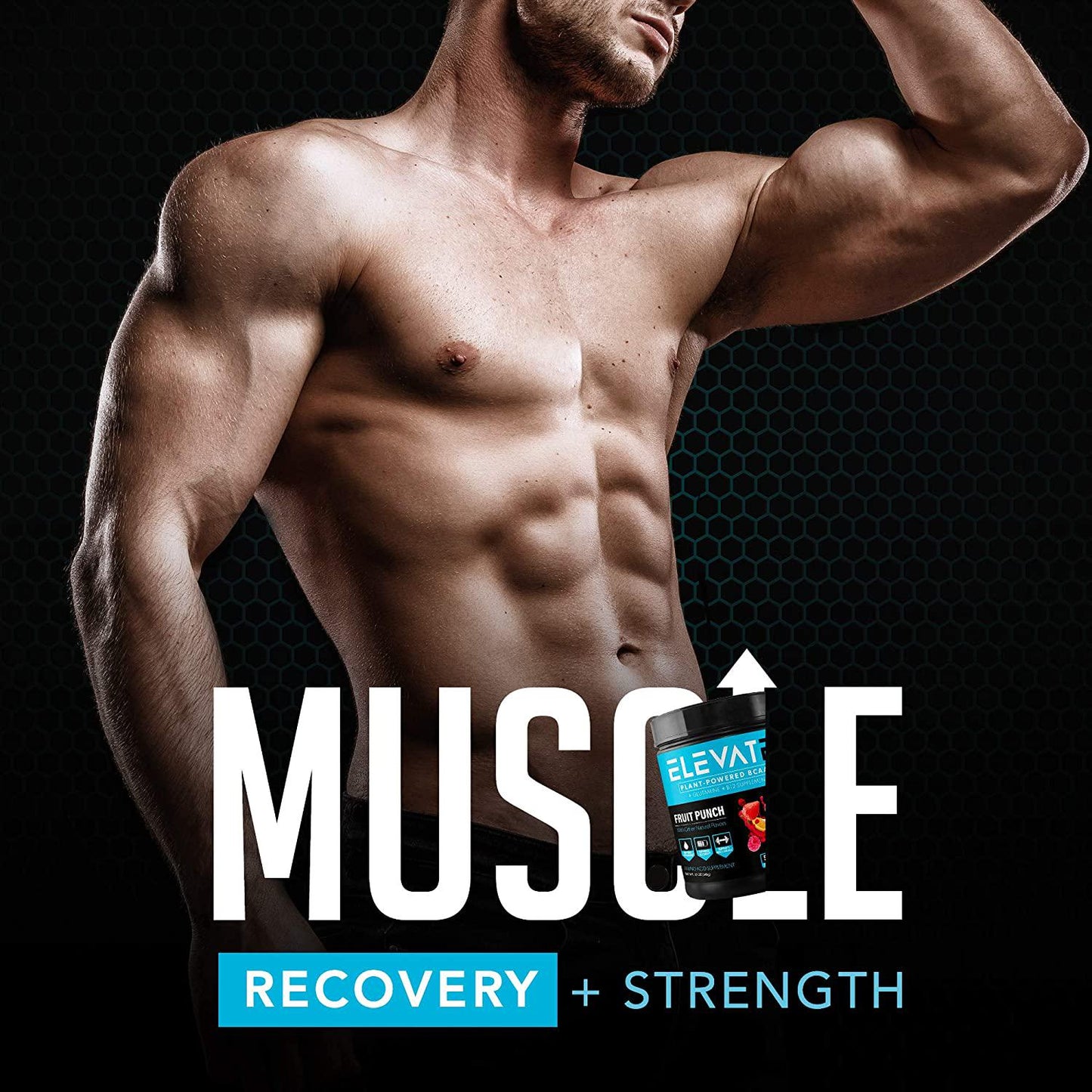 Elevate Nutrition Plant-Based Vegan BCAA Supplement for Muscle Building and Hydration- Energy Booster- All-Natural Food-Sourced BCAA 2:1:1 Ratio- Glutamine, B12, Non-GMO (Fruit Punch)