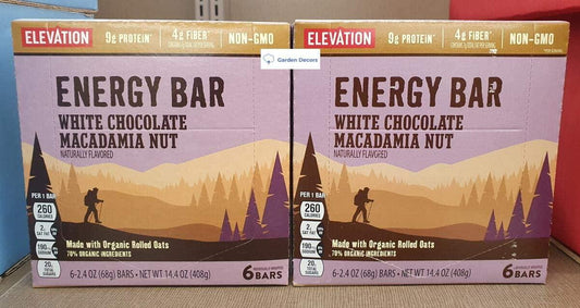 Elevation Energy Bar White Chocolate Macadamia Nut 14.4oz 408g (2 Boxes)