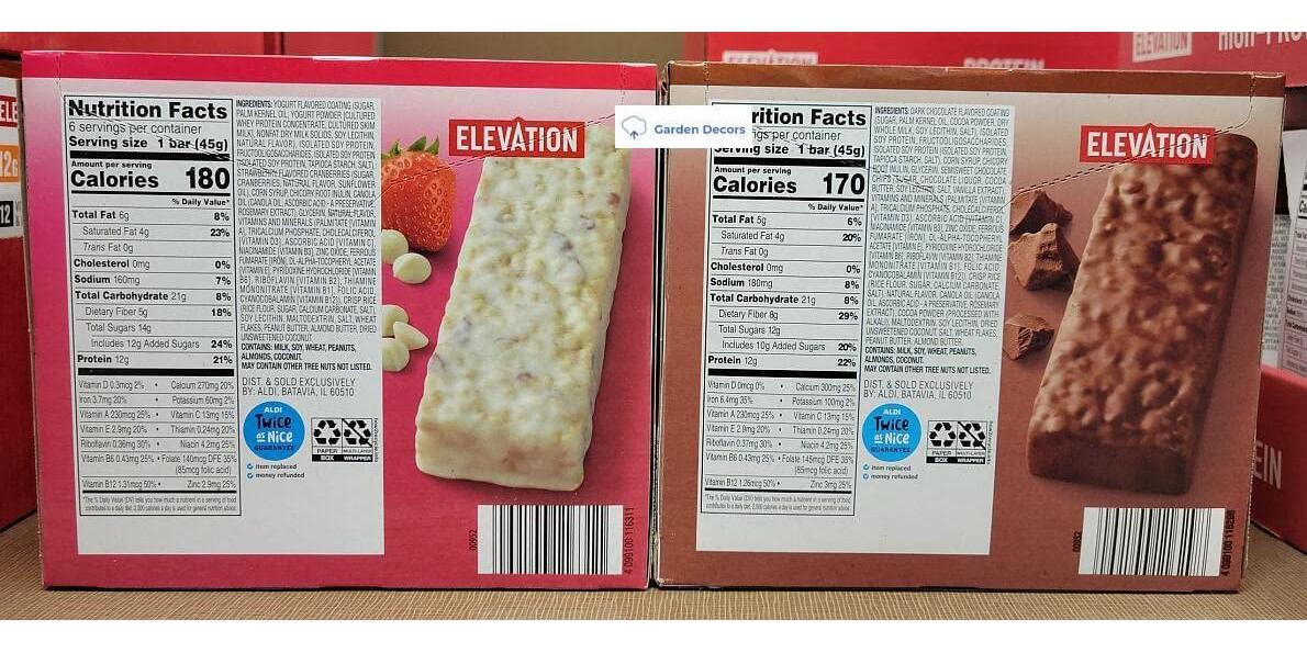 Elevation Protein Meal Bars Strawberry and Double Chocolate 9.5oz 270g (Two Boxes)