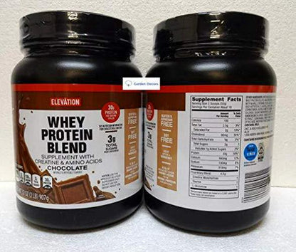 Elevation by Millville Whey Protein Powder Blend Chocolate 32oz 907g (Pack of Two)