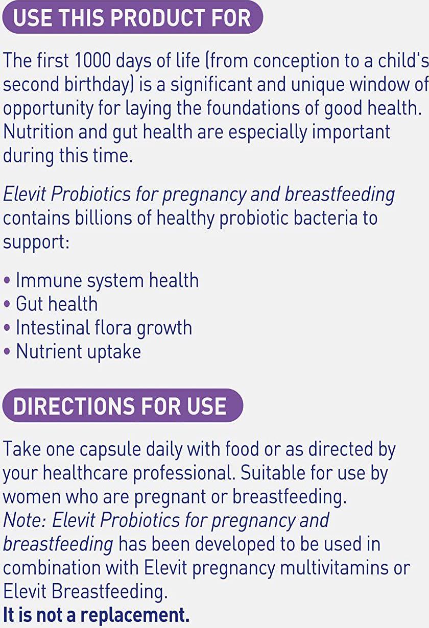 Elevit Probiotics For Pregnancy and Breastfeeding capsules 30 pack (30 days),