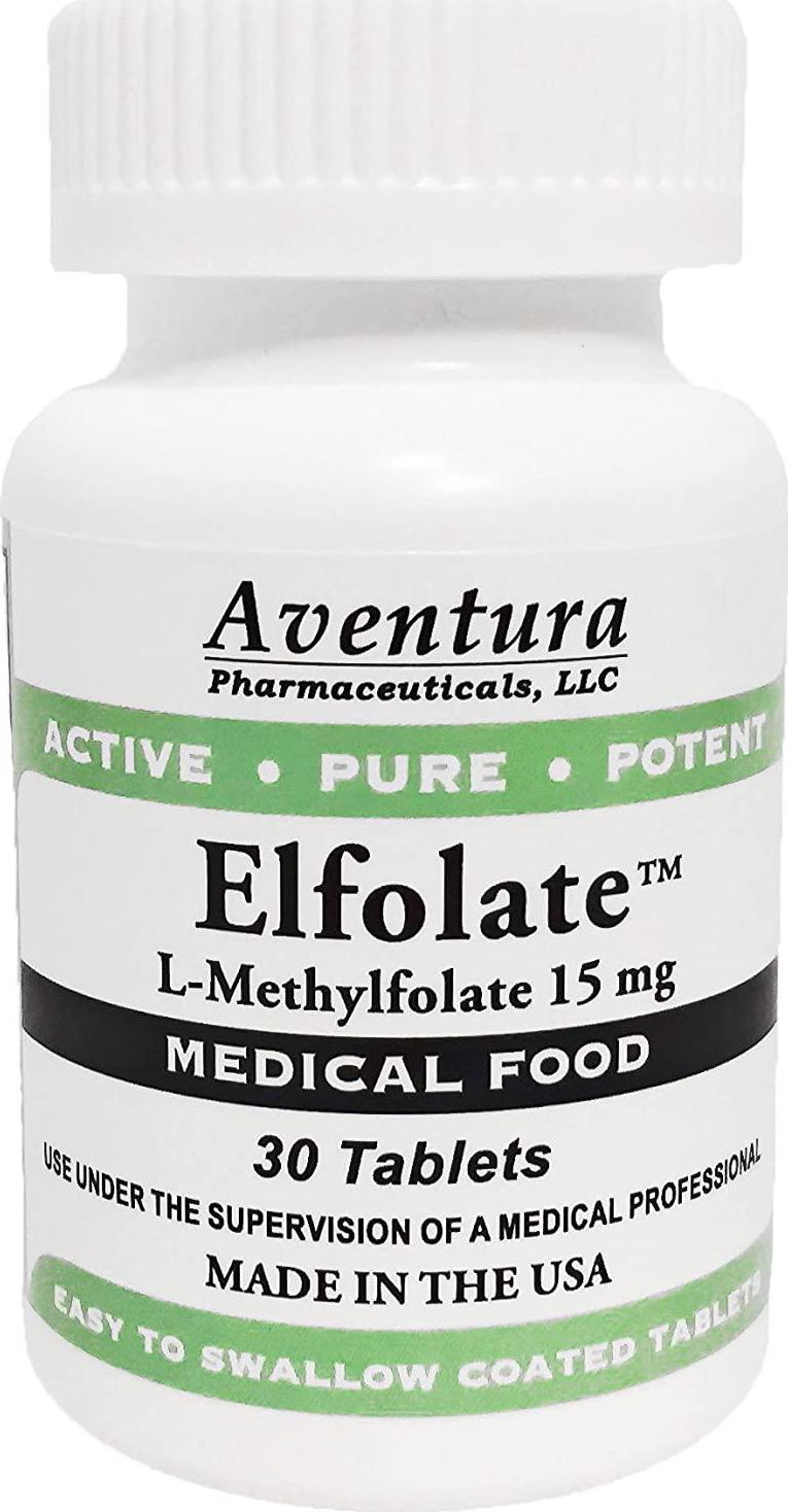 Elfolate 15mg L-Methylfolate Methyl Folate Methylfolate Medical Food Supplement Doctor Recommended Professional Strength Active Pure Potent 30 Tablets