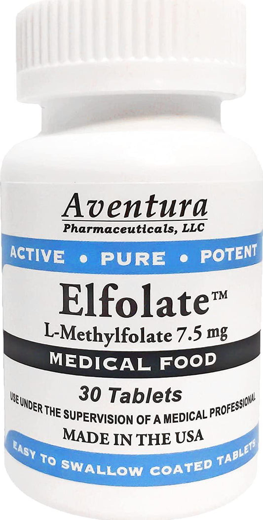 ElfolateÂ 7.5mg L-Methylfolate Methyl Folate Methylfolate Medical Food Supplement Doctor Recommended Professional Strength Active Pure Potent 30 Tablets