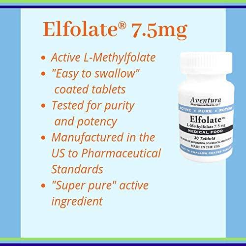 ElfolateÂ 7.5mg L-Methylfolate Methyl Folate Methylfolate Medical Food Supplement Doctor Recommended Professional Strength Active Pure Potent 30 Tablets