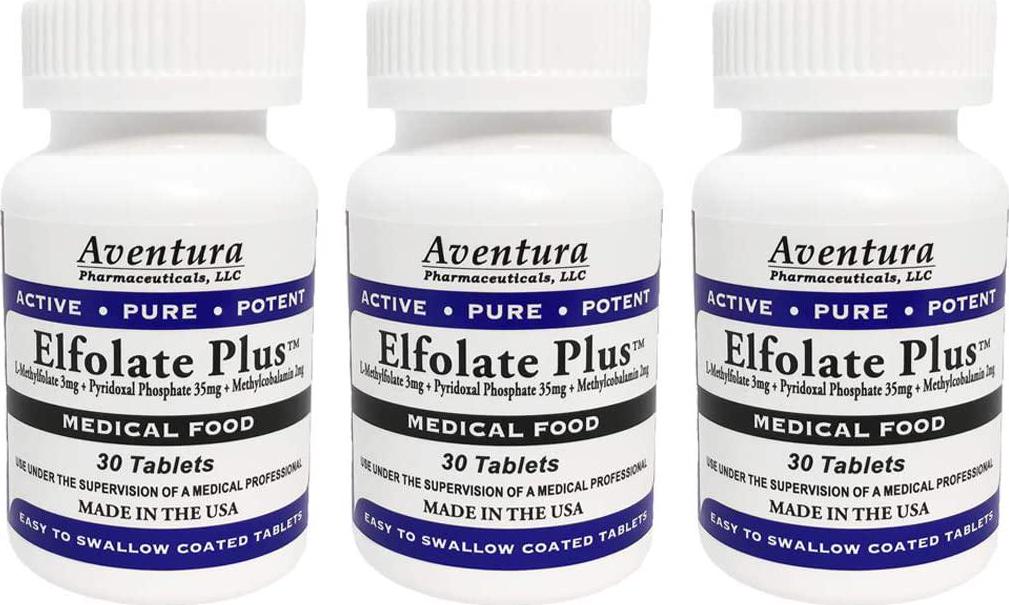 Elfolate PlusÂ 3mg 3 Pack L-Methylfolate Methyl Folate Methylfolate Medical Food Supplement Doctor Recommended Professional Strength Active Pure Potent 30 Tablets