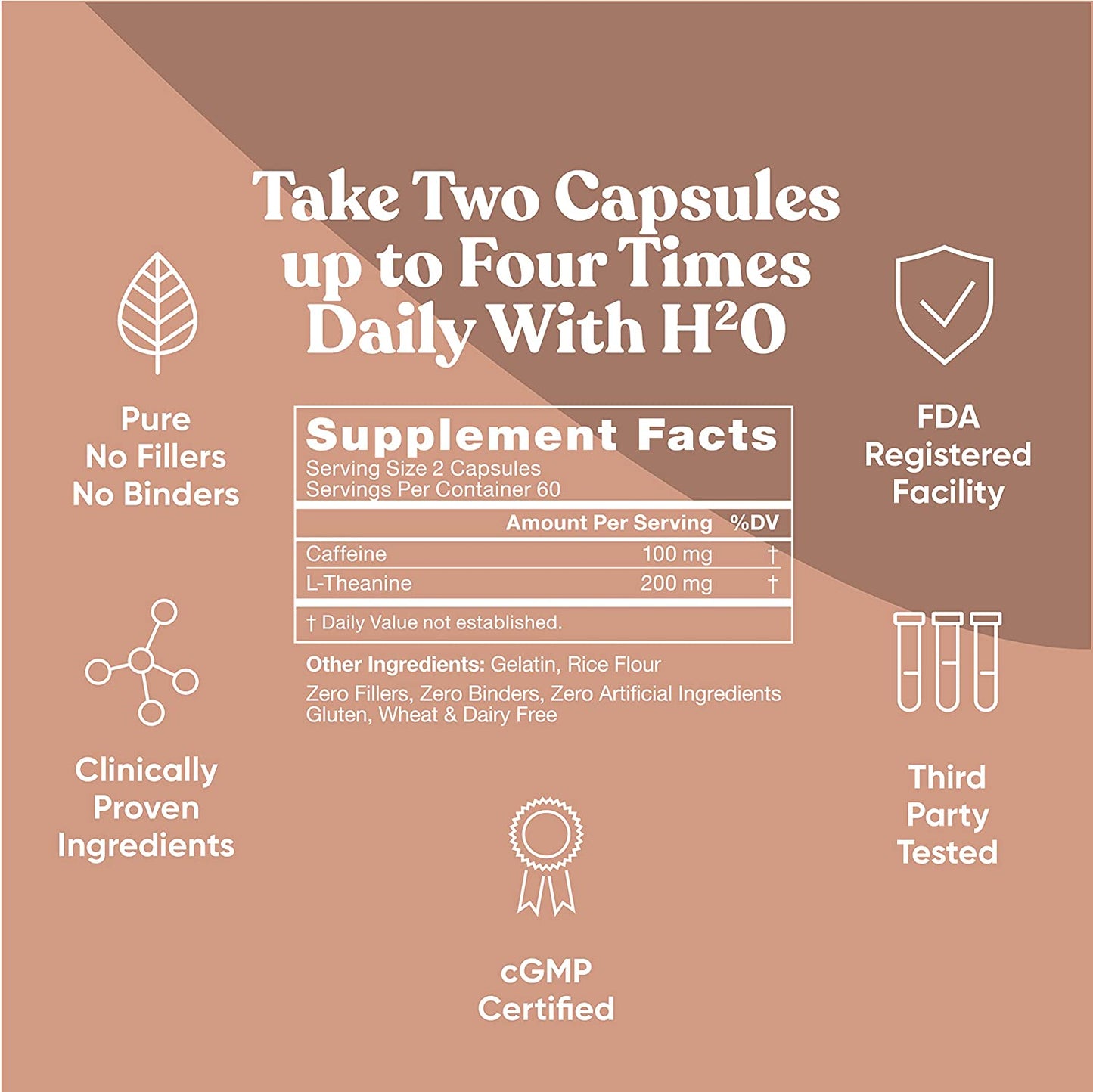 Elite Caffeine with L-Theanine Jitter-Free Focused Energy Pills Natural Nootropic Stack for Smart Cognitive Performance 120 Soft Capsules